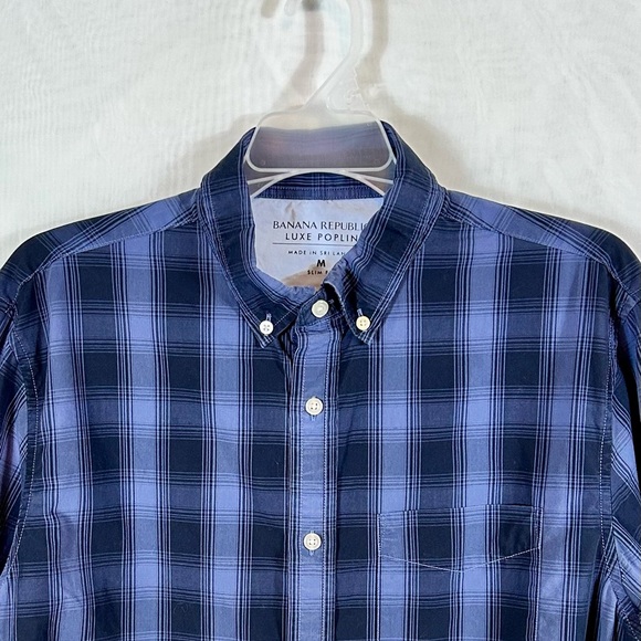 Men’s Banana Republic Luxe Poplin Slim Fit Plaid Shirt / size medium - Picture 6 of 8